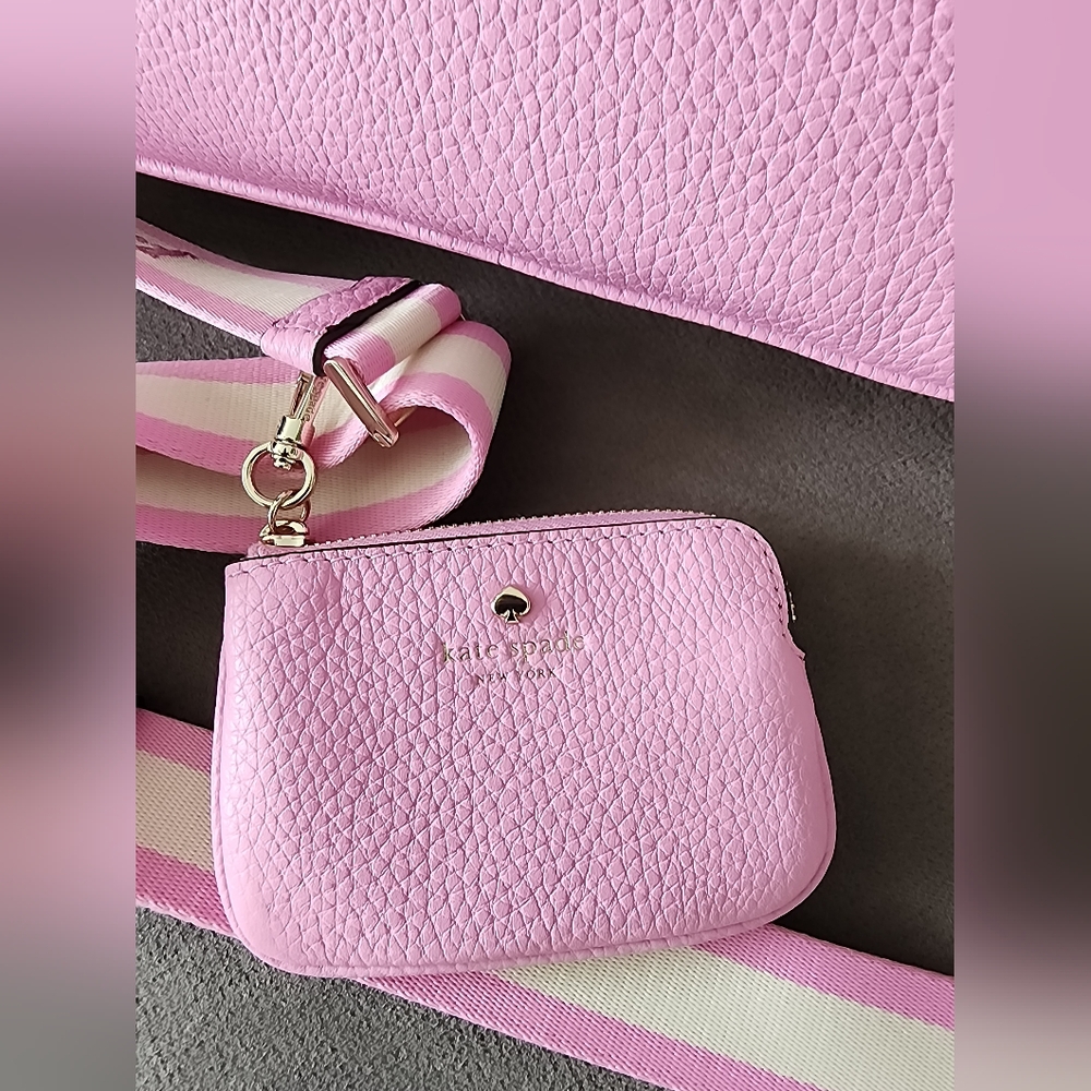 Kate Spade Emma Pebbled Leather Crossbody Bag Mandavilla Pink - Picture 4 of 9